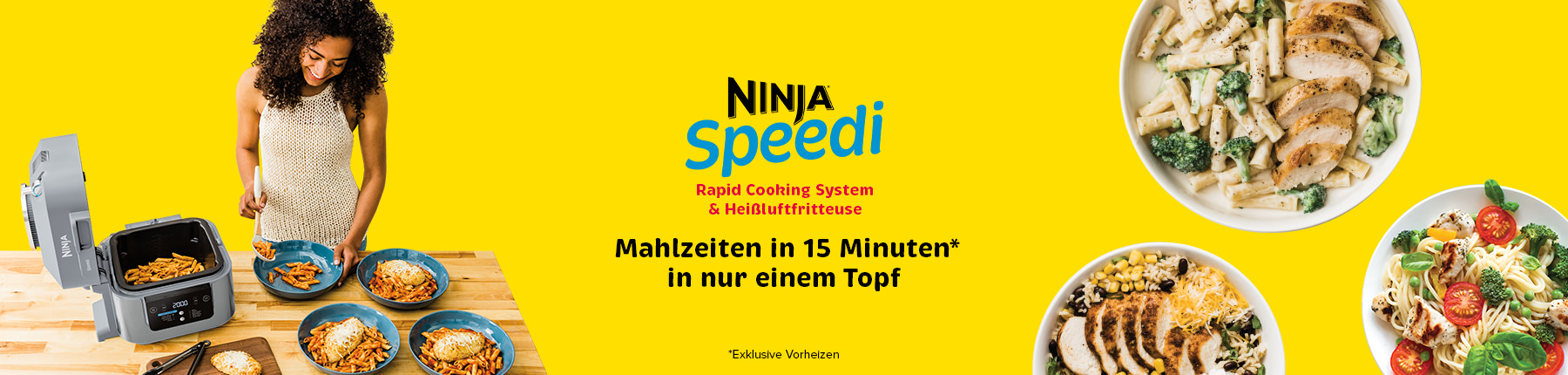 speedi rapid cooking system & heißluftfritteuse mit essenschüssel